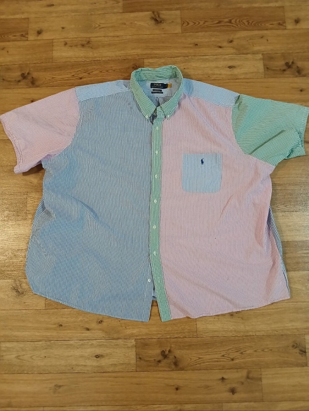 Polo by Ralph Lauren Men’s Multi-Stripe Button-Down Shirt in Blue and Pink